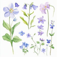 Fototapeta premium A collection of delicate watercolor flowers an artistic exploration of natural beauty