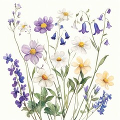 A delicate arrangement of wildflowers in soft pastel hues celebrating the beauty of nature's floral diversity