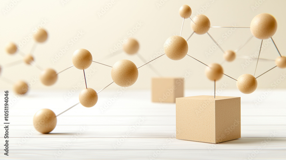 Poster 3d geometric shapes and connections create modern abstract representation of technology and innovati