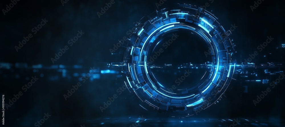 Aufkleber Digital blue circular technology gate for logo template design background. Generative AI technology.	
