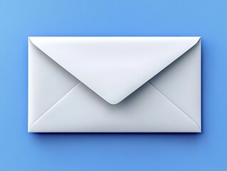 White envelope isolated on blue background. Use this photo for messaging, communication, and email concepts.