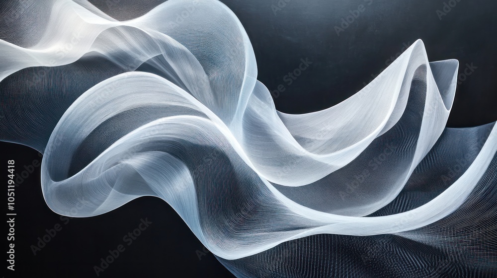 Aufkleber abstract geometry filled with flowing white lines creates a sense of movement within a deep, monochr