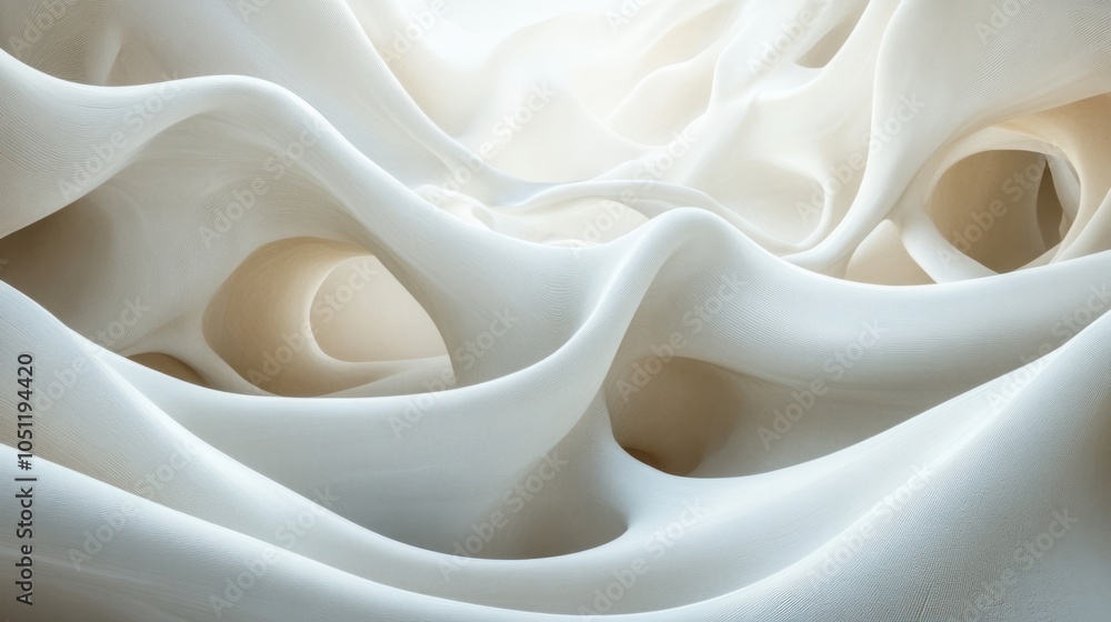 Poster abstract geometry filled with flowing white lines creates a sense of movement within a deep, monochr