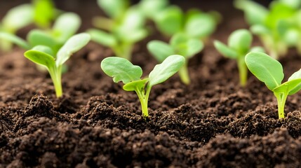 Fototapeta premium Green Seedlings Growing in Soil