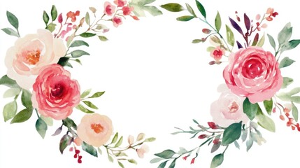 Beautiful watercolor floral frame for creative projects and invitations