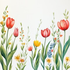 Obraz premium Vibrant floral composition a celebration of nature's beauty in watercolor art