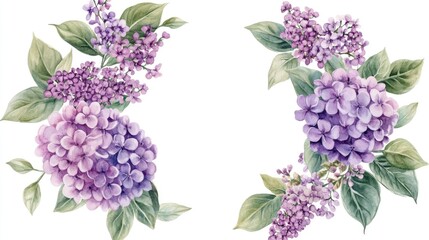 Elegant watercolor lilac floral arrangement for home decor and design inspiration