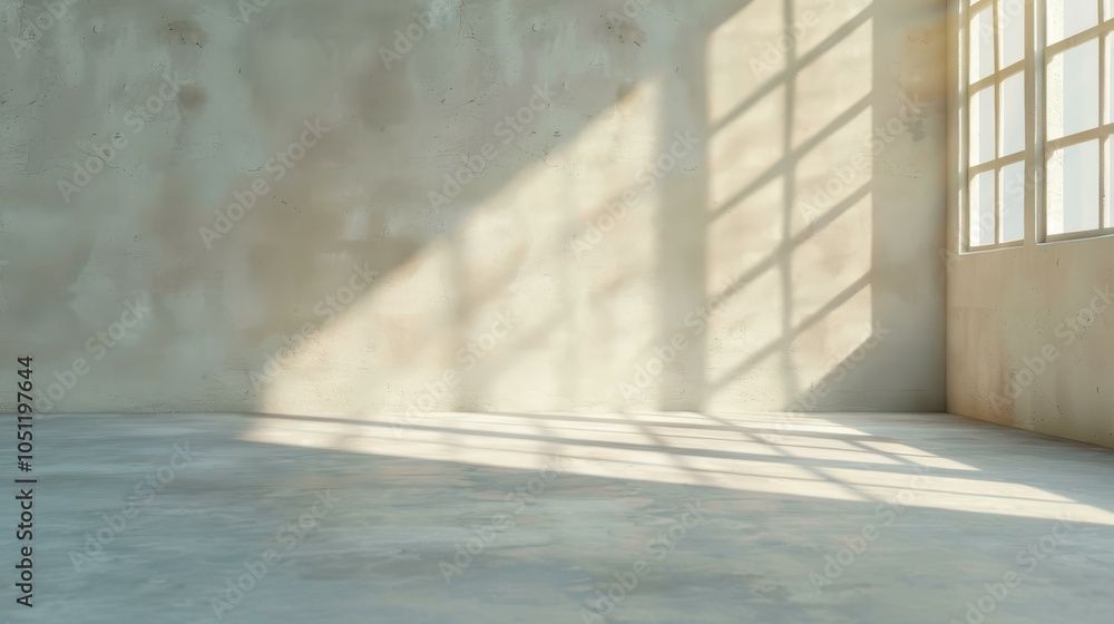 Poster spacious room with a light wall and large windows, perfect for a bright and airy mockup space. ideal