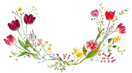 A vibrant watercolor bouquet of wildflowers celebrating nature's beauty and diversity