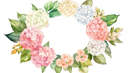 A beautiful watercolor floral wreath design for elegant invitations and home decor