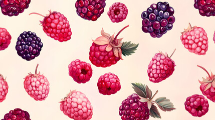 Berry  pattern with fresh fruits on a vibrant background