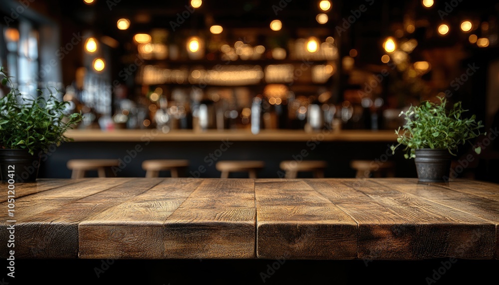 Poster wooden table top with bar background. perfect for showcasing products or creating a mood board for y
