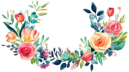 Fototapeta premium Vibrant floral arrangement a colorful watercolor design for celebrating nature's beauty