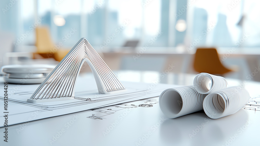 Poster innovative blueprint of a modern bridge design showcasing detailed engineering and architectural pre