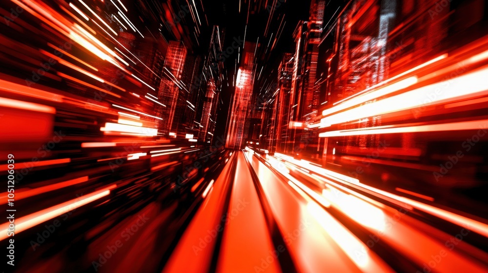 Aufkleber dynamic abstract background with vibrant red lines and motion blur, representing speed and innovatio