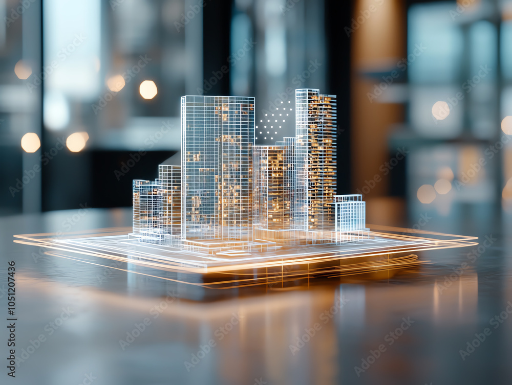 Poster Exploring high-tech augmented reality visualizing a futuristic urban blueprint with innovative architectural designs in a digital space