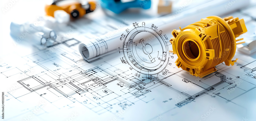 Poster exploring the intricacies of construction design a topdown perspective on blueprints and project pla