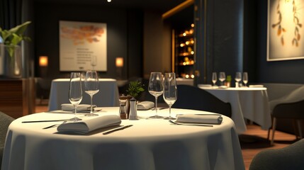 Elegant Dining Table Setup in a Sophisticated Restaurant