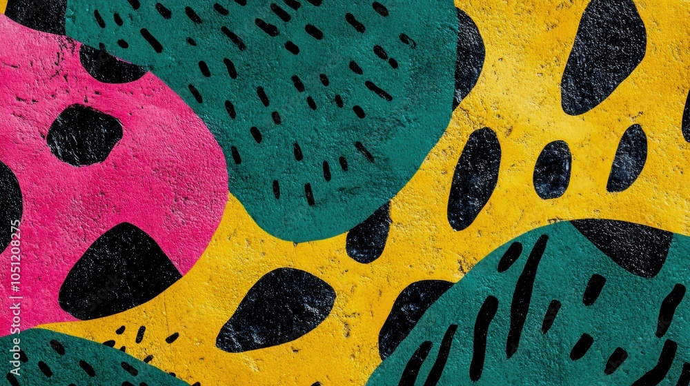 Poster vibrant abstract pattern with colorful shapes and textures, ideal for digital designs and creative p