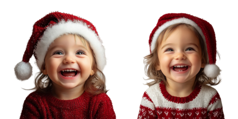 two little girls in santa hats