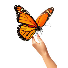 Obraz premium Hand Holding a Monarch Butterfly