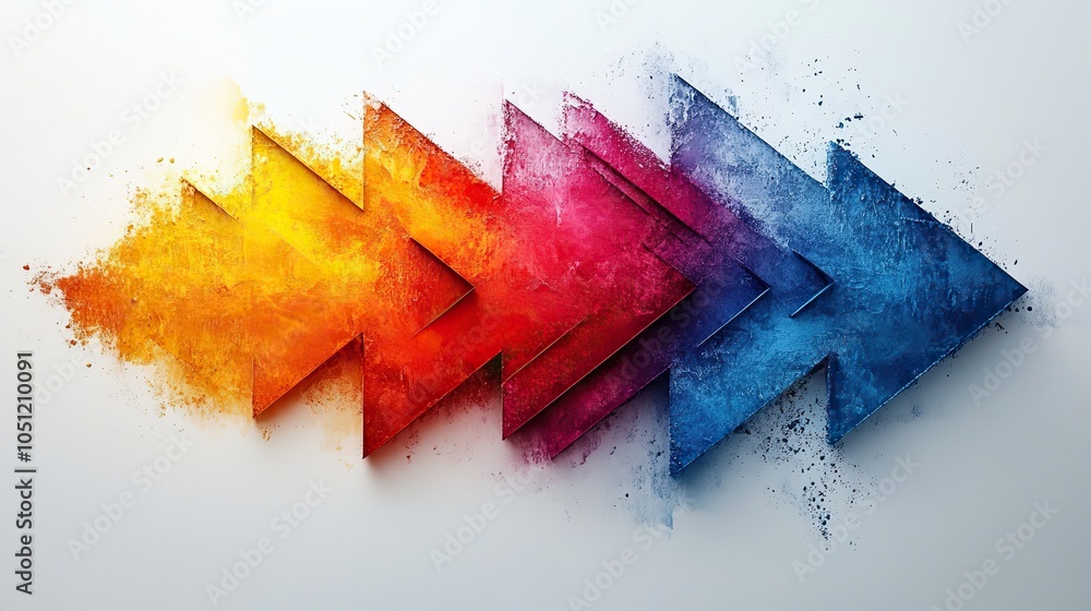 Aufkleber minimalistic arrow-shaped background in vibrant colors with clean lines and ample copy space on white backdrop.stock photo