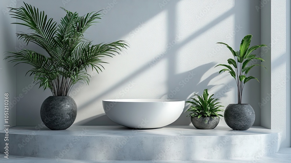 Poster minimalistic empty white tabletop ideal for mockups or showcasing products.image
