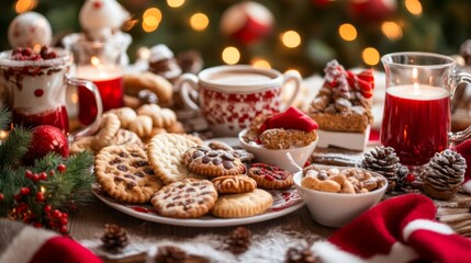Naklejka premium Festive Assorted Holiday Treats on a Cozy Table