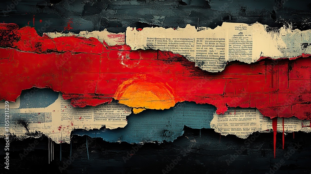 Aufkleber modern collage using torn paper from notebooks and old newspapers in vector illustration