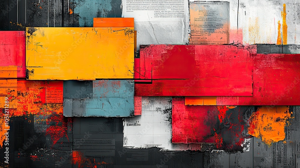 Poster modern collage using torn paper from notebooks and old newspapers in vector