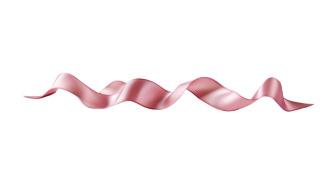 PNG, pink ribbon, isolated on white background, created using Generative AI technology.