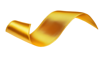 PNG, gold ribbon, isolated on white background, created with Generative AI technology.