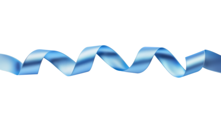 PNG, blue ribbon, isolated on white background, created using Generative AI technology.