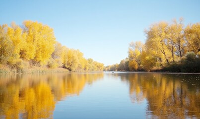 Obraz premium Tranquil Autumn Pond with Vibrant Fall Colors – Perfect for Thanksgiving and Halloween