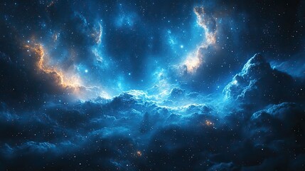 Fototapeta premium night sky filled with stars, nebulae, and cosmic dust, symbolizing the vastness of the universe, perfect for space-themed banners or backgrounds with ample space for copy.