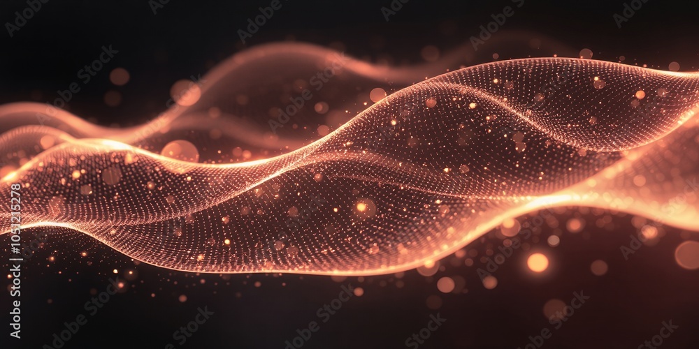 Poster Abstract glowing wave with bokeh effect.