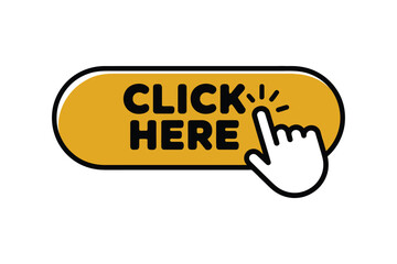 Collection of Click Here Buttons with Hand Icon for Website Navigation