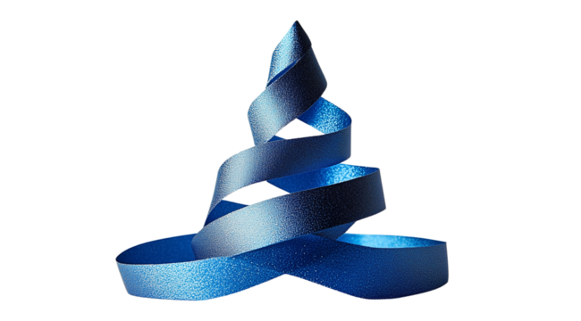 PNG, Christmas tree made of ribbon isolated on white background, created using Generative AI technology.