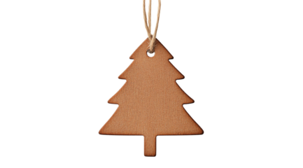 Craft gift tag in the shape of a Christmas tree, created with Generative AI technology, PNG