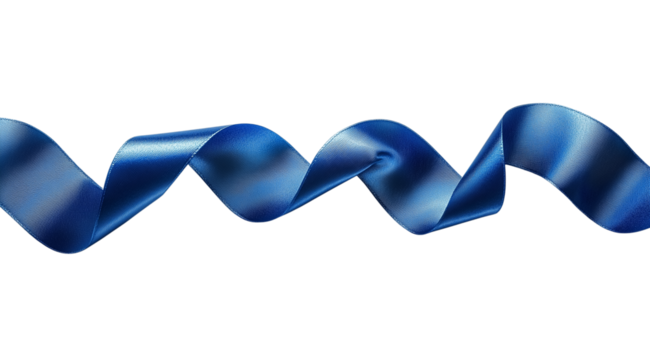 PNG, blue ribbon, isolated on white background, created using Generative AI technology.