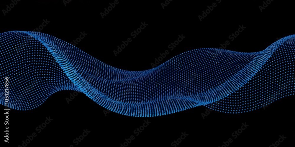 Canvas Prints Abstract blue wave pattern on black background.