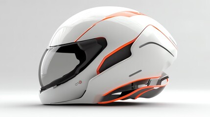 Modern motorcycle helmet with sleek design, white background.