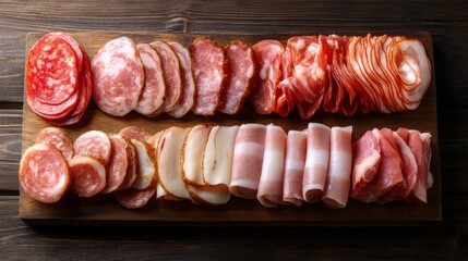 Variety of Cold Cuts on Wooden Board