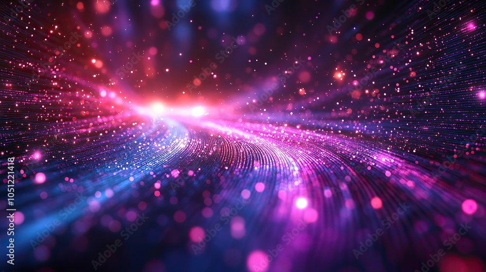 Aufkleber purple-blue abstract background with radial lines depicting dat flow or an optical fiber explosion.s