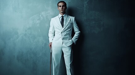 1920s businessman in suit and tie.