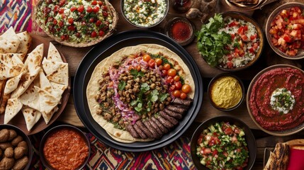 Fototapeta premium Vibrant Mezze Platter with Creative Plating and Natural Lighting