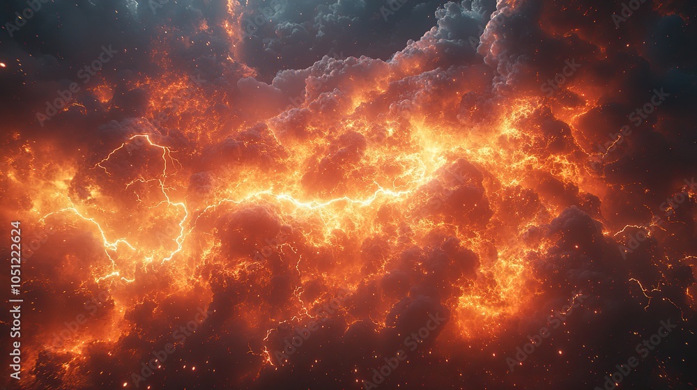 Poster realistic depiction of powerful lightning striking with an impact, featuringeffects.image