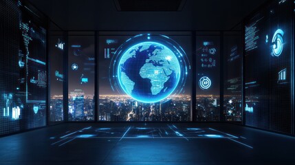 Futuristic Office with Global View