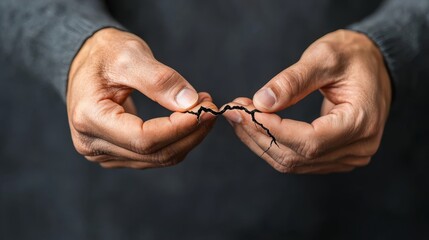 Fototapeta premium Healing the Rift: Symbolic Broken Relationships Depicted with Two Hands, Minimalist Design