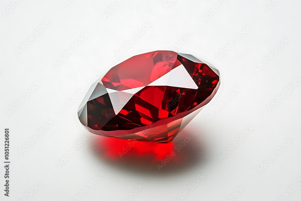Poster a sparkling red gemstone with multiple facets reflecting light.
